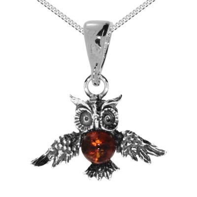 Kette mit Anhänger OSTSEE-SCHMUCK "Ostsee-Schmuck Kette mit Anhänger Eule Kette mit Anhänger Eule" Gr. 50, silber, Halsketten, Damen, 50cm, Silber 925 (Sterlingsilber), L: 42