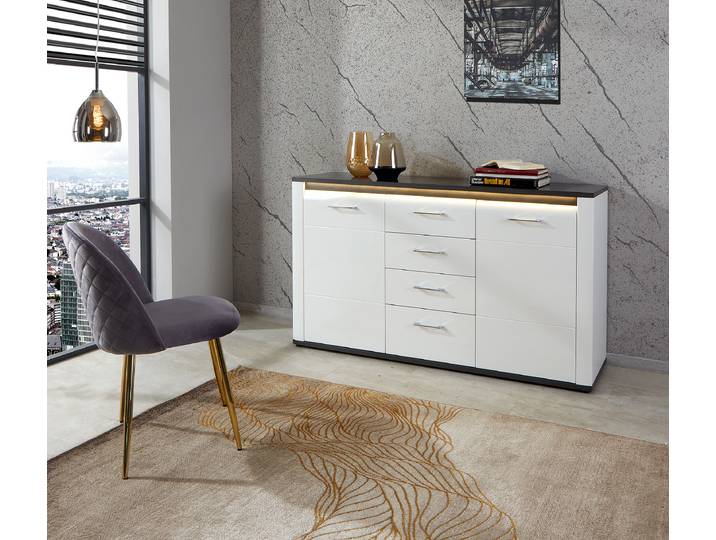Buffet éclairé 156 x 86 x 41cm Blanc