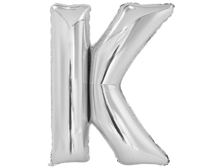 letterballon K folie 100 cm zilver