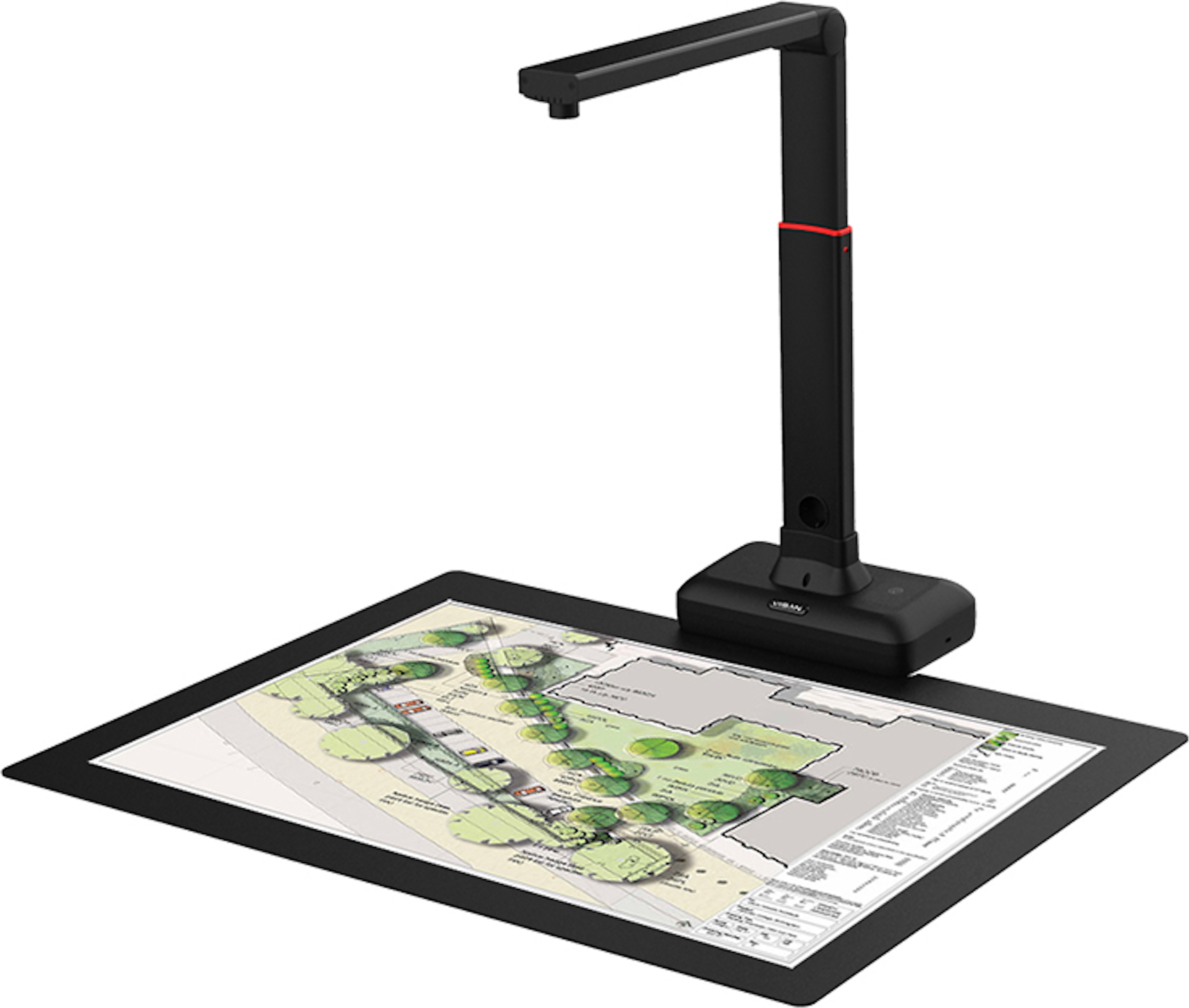 Viisan S21 A2 Overhead-Scanner für Großformatige Dokumenten & Bücher bis DIN-A2. Auflösung bis 23MP. Buch-Doppelseiten Glätten & Aufteilen, Auto-Scannen. OCR Texterkennung. Twain. Windows & Mac