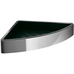 emco loft Eckschwammkorb, verdeckte Wandbefestigung, herausnehmbarer Kunststoffeinsatz, 054500503, Farbe: Chrom/Schwarz