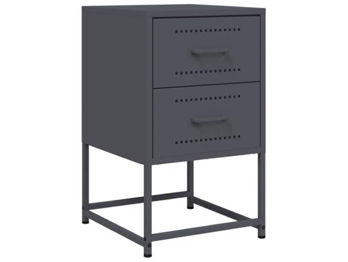 Fisinber Nachttisch Industrie-Design Anthrazit Stahl 36x39x60,5 cm Industrieller Beistelltisch aus robustem Stahl für Schlafzimmer und Wohnzimmer mit viel Stauraum.