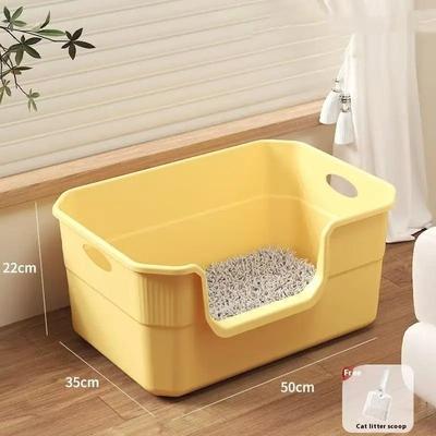 Inspired Finds Extra Large High Sided Cat Litter Box With Semi Enclosed Anti Splash Design yellow 16.54in