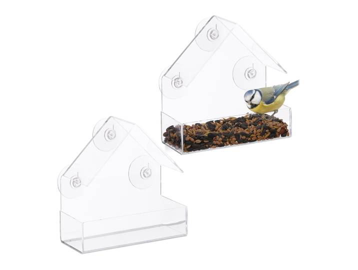 Fenster-Vogelfutterhaus 2er-Set Transparent