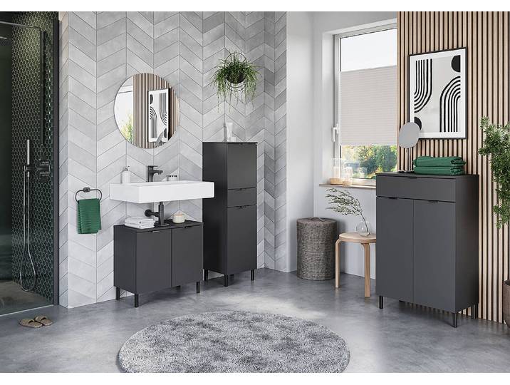 Ensemble salle de bain C 3pcs 135 x 200 x 34cm Gris