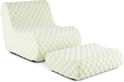 Costway Bean Bag Chair with Ottoman and High Elasticity Sponge-Green