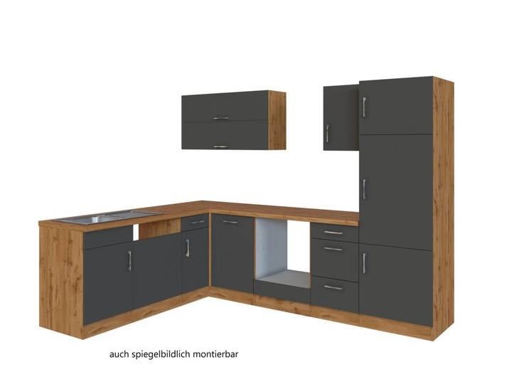 Held Möbel Eck-Küchenzeile SORRENTO, anthrazit, Holznachbildung