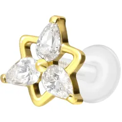PTFE Labret mit Innengewinde + Titan-Aufsatz KRISTALLBLUME