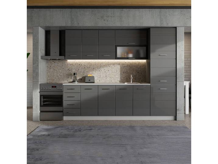 Dmora - Armoire Cuisine\, 60x58x214h cm Noir Anthracite\, 6 Étagères
