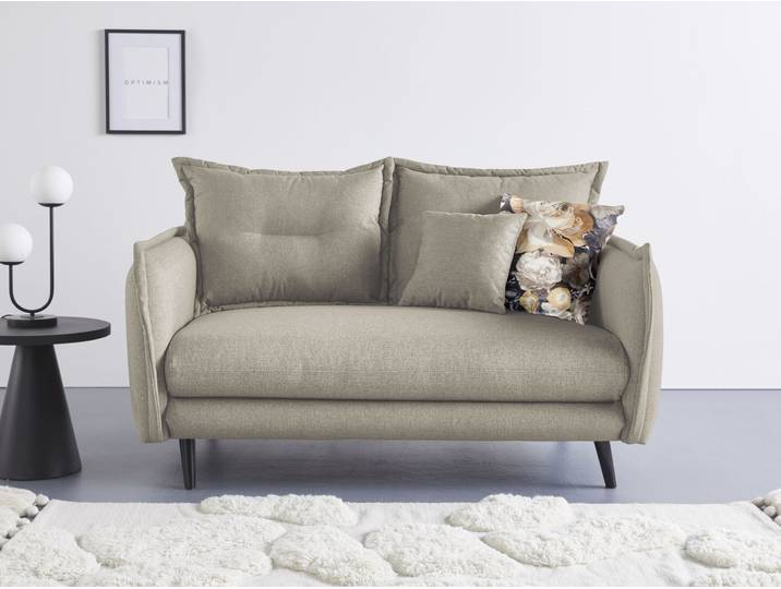 2-Sitzer HOME AFFAIRE Levke, 162 cm breit, modernes Design: Kissen Optik, bequem, elegant , grau (taupe), B:162cm H:94cm T:110cm, Sofas, Struktur fein, inkl. Rücken- und Zierkissen