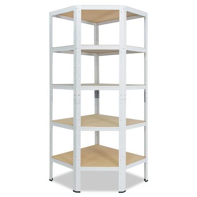 shelfplaza HOME 200x90x60 cm Eckregal in weiß mit 5 Böden und 175 kg Traglast pro Boden