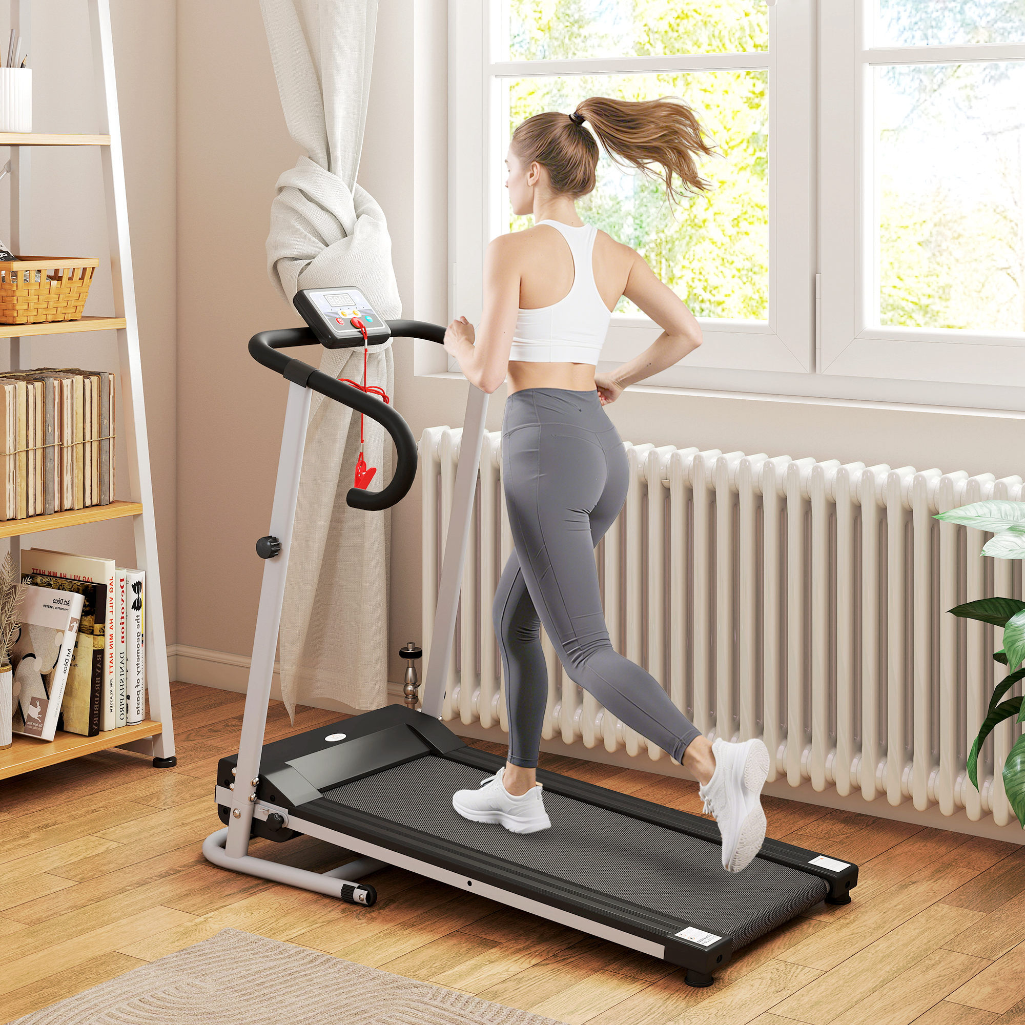 Altro Tapis Roulant Pieghevole Con Inclinazione, Tapis Roulant Elettrico Portatile Con Schermo Lcd, Velocità 1-10 Km/h, Ruote, Impugnatura, Per Home, Casa