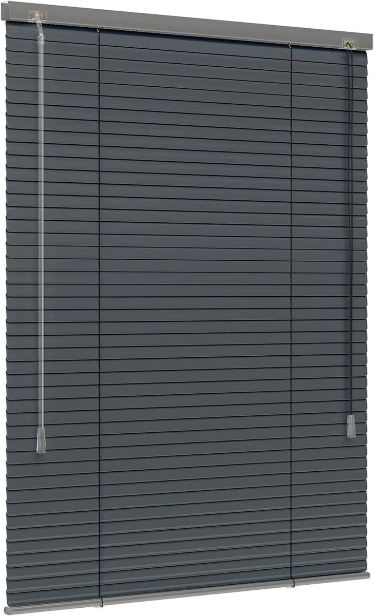 Lichtdichte aluminium jaloezie in donkergrijs mat - 150 x 250 cm