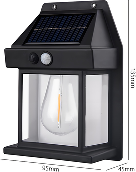Multicon Wholesale Hub Energy Wall Lantern LED Outdoor, Waterproof Solar Light For Garden, House Fence Decoration With Motion Sensor black Classic