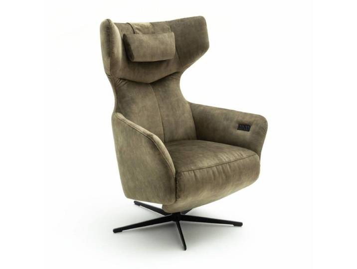 Contur Einrichten Noto Relax II Sessel mit Relaxfunktionen - Velours Ispra 59 moss - inkl. Kopfstütze Drehfunktion, automatische Fußteilverstellung, automatische Relaxfunktion, automatische Rückenteilverstellung Modern, Zeitlos