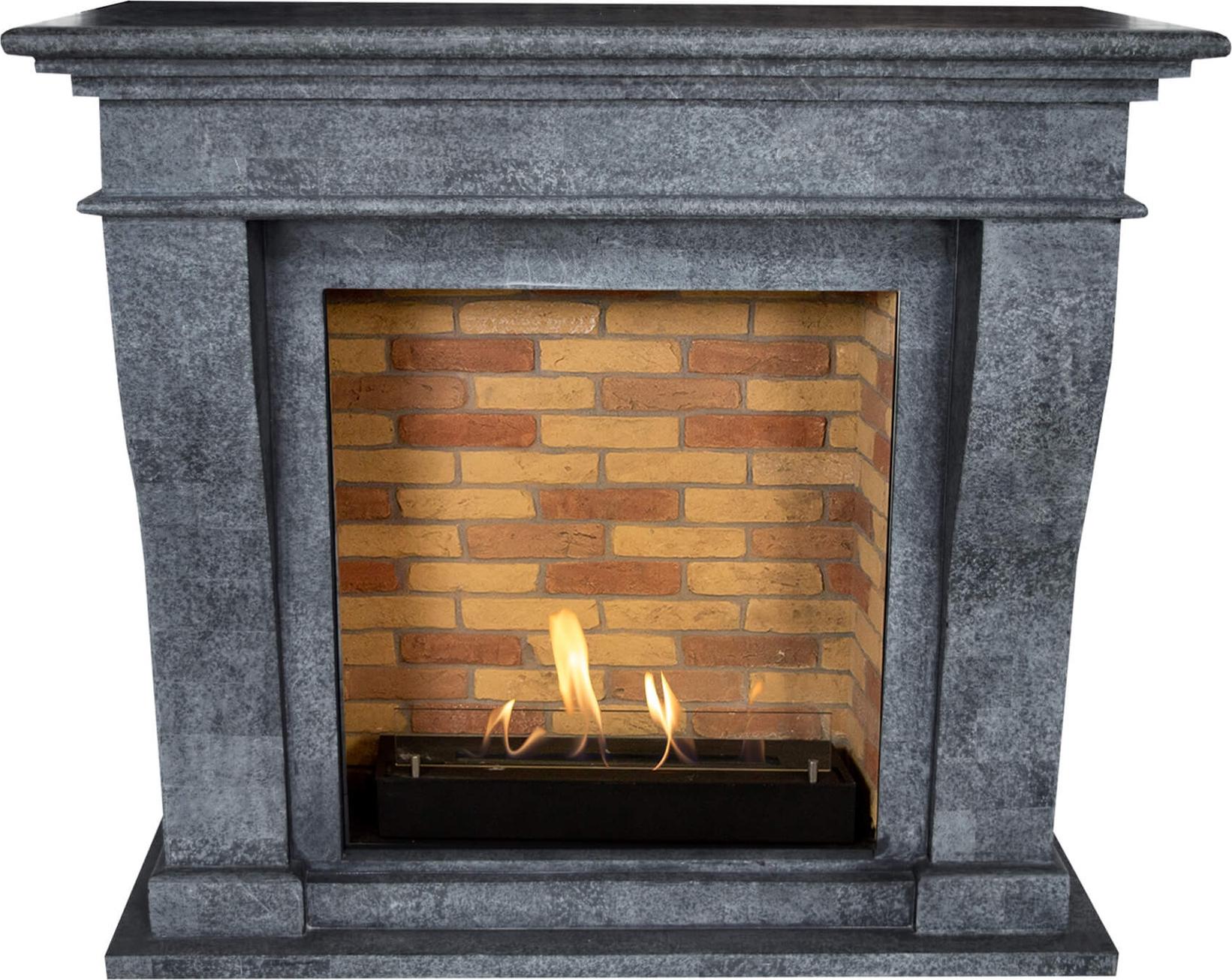 Xaralyn Ethanol-Kamin - Kreta BST-SBU - schwarz Naturstein - 3 kW Heizung - Kaminsims inklusive Einbaukamin - Dekokamin
