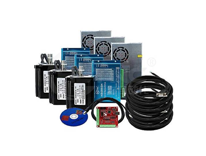 12N Set 3 Kit CNC Nema34 Motor mit geschlossenem Regelkreis 86HSE 6A Hybrid Nema 34 HBS86H+400W DC Netzteil +4 Achse USB-Controller-Karte+RS232