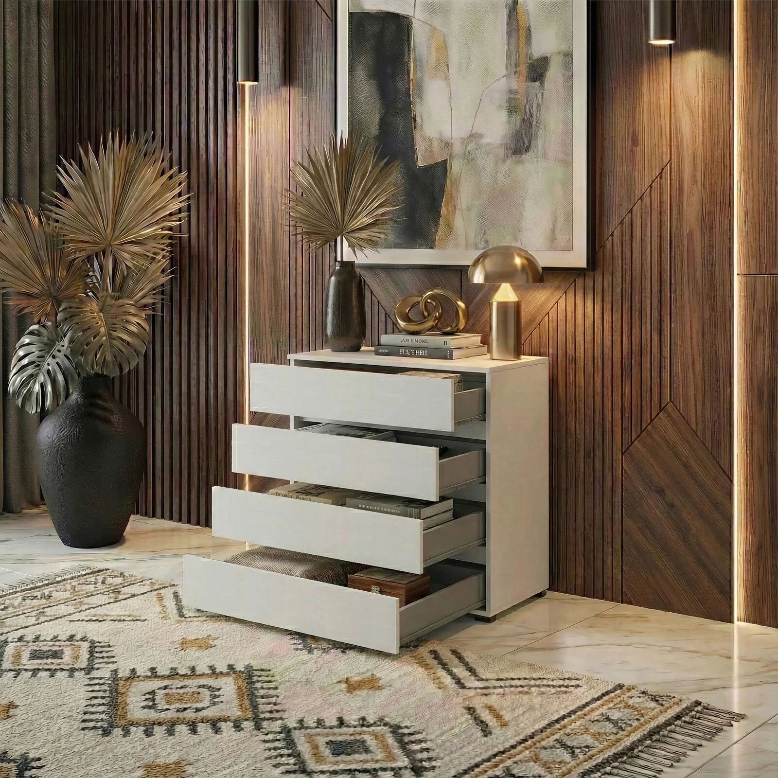 garneroarredamenti Cassettiera 60x79h cm 4 cassetti bianco Lolla