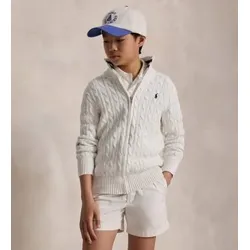 Polo Ralph Lauren für Jungen. 323A95566002 Baumwollpullover in weißem Zopfstrickmuster ((L) 10/12años= 150/161cm), Lässig, Baumwolle, Langar