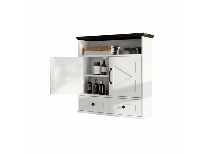 Armoire murale salle bain étagères réglables blanche
