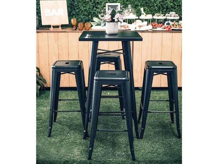 Tabouret de Bar - Noir - Lot de 4 - Adulte - Métal Vintage