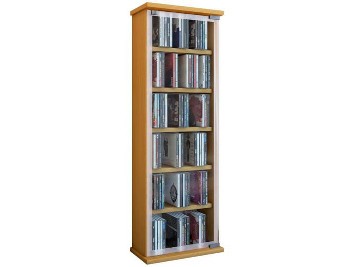 Mid.you Cd-Regal, Buchefarben, Glas, Holzwerkstoff, 5 Fächer, 31x92x18 cm, Wohnzimmer, TV Möbel, CD-Regale