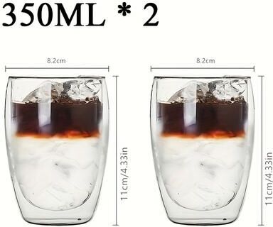 Retailers Go Heat Resistant Double Wall Glass Cup Transparent Coffee Mug & Handmade Tea Drink Cups 2 Pcs 350ml 301 450ml