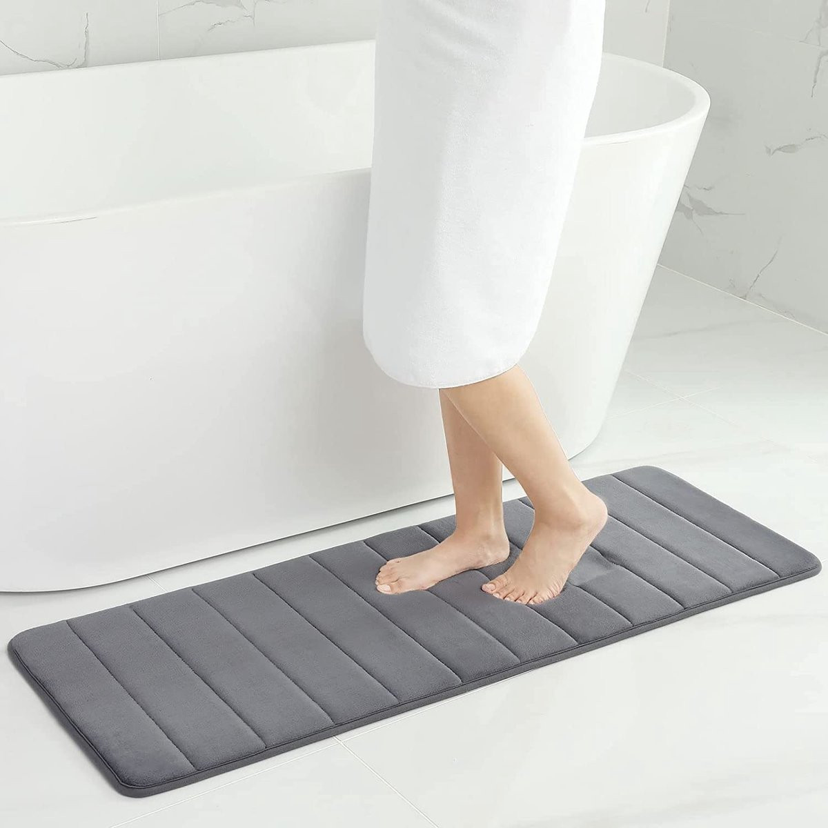 Homaxy Traagschuim Badkamermat, Absorberende Antislip Badmat, Donkergrijs, 43 x 120 cm