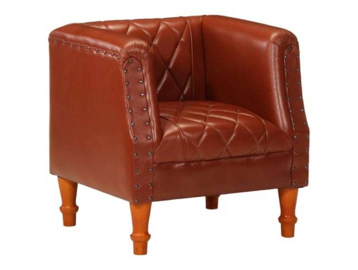 HEFZGDB Authentischer Ledersessel Braun Echtes Ziegenleder mit Massivholzbeinen für Wohnzimmer, Dick Gepolstert für Komfort und Stabilität, Vintage Stil Sitzmöbel, Tragkraft 110 kg