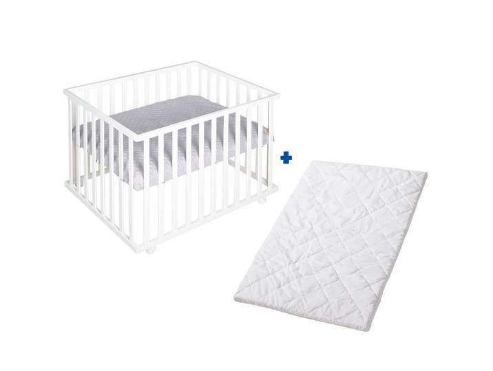 Roba Laufgitter inkl. Matratze roba Style grau, Weiß, Grau, Holzwerkstoff, Rechteckig, 72.5x72x98 cm, Baby- und Kindermöbel, Babyzimmer, Laufgitter