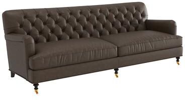 Maggie 96 Inch Leather Sofa - Taupe Leather, Taupe Flannel - Ballard Designs