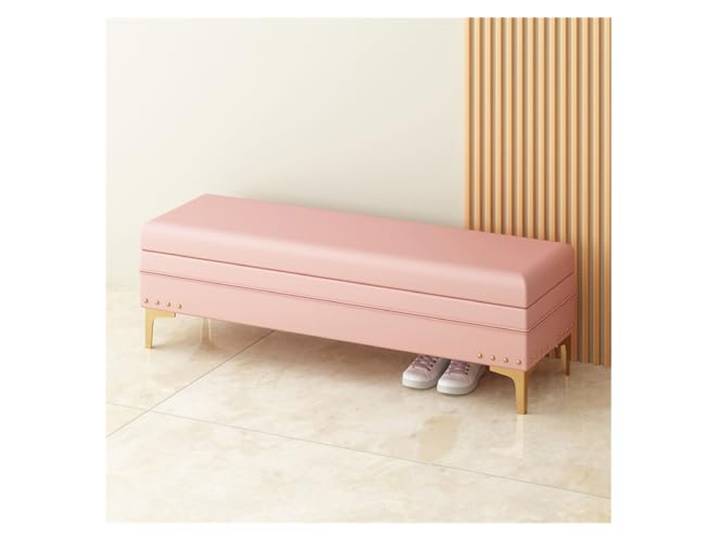 RUNZE765Z Dekorativ Gepolsterte Aufbewahrungsbank mit Nagelkopfbesatz(Pink,80 * 40 * 40cm)