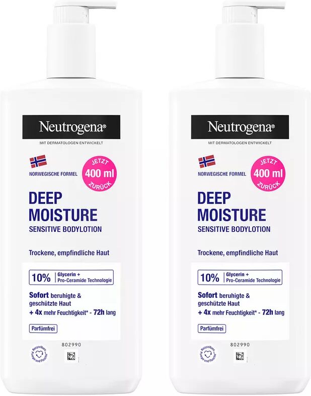 Neutrogena - Deep Moisture Bodylotion Sensitive Duo, 2x400 ml