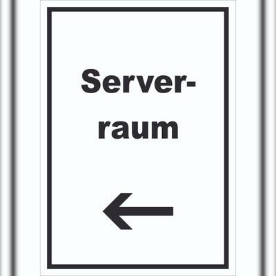 HB-Druck Serverraum Schild mit Text und Richtungspfeil links Computer IT PC hochkant A0 (841x1189mm)