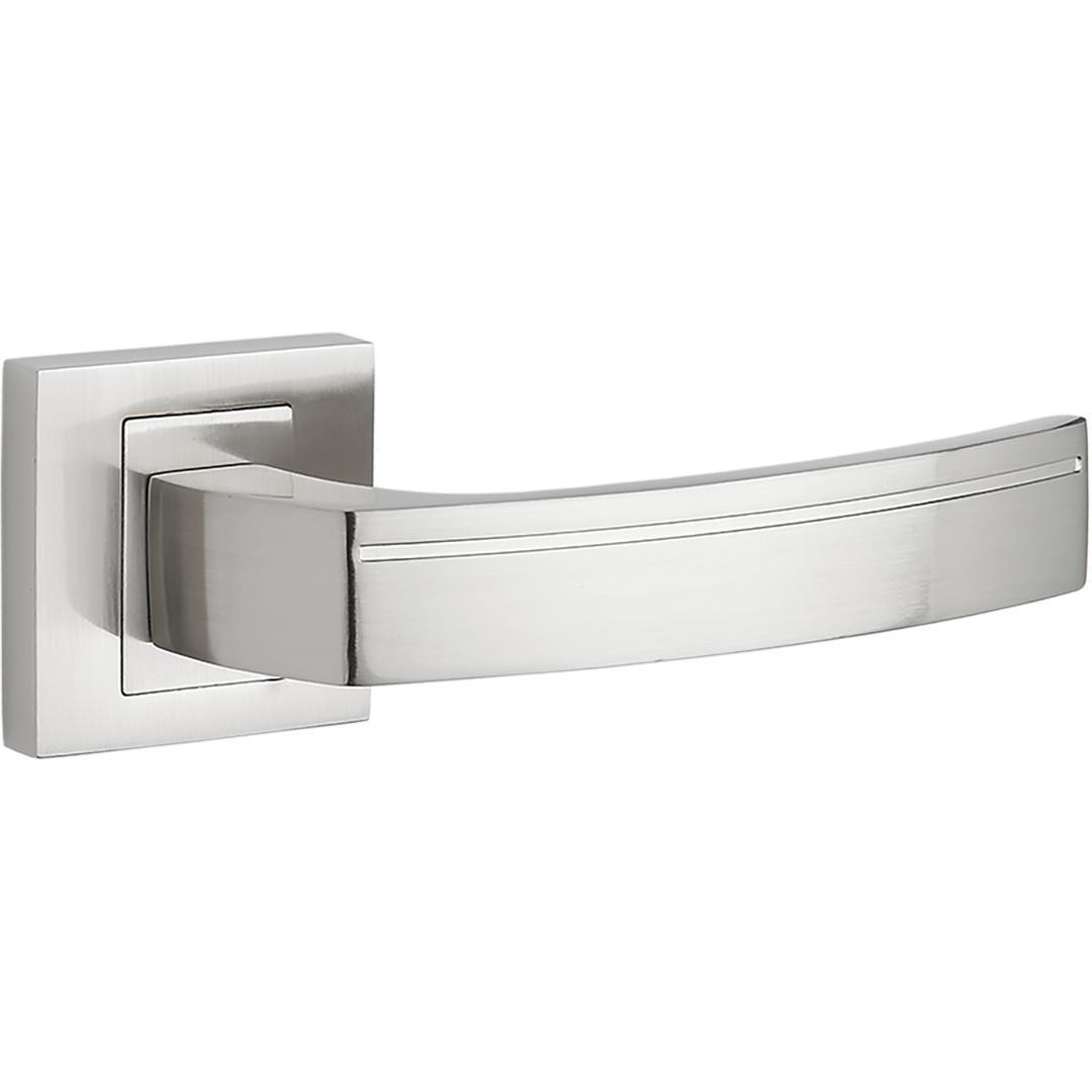 Kuchinox Klinkset PARVA met rozet, satijn afwerking, aluminium, voor binnendeuren van 38-45 mm dikte, handgreep 130 mm