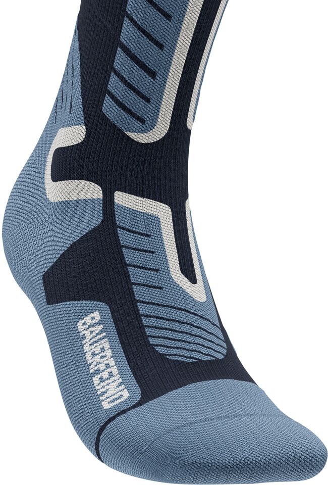 Sportsocken BAUERFEIND "SKI ALPINE COMPRESSION SOCKS", Herren, Gr. 38-41, Sockengrösse, blau (blau, l), Obermaterial: 66% Polyamid, 29% Wolle, 5% Elasthan, Socken Sportsocken, mit Merinowolle, atmungsaktiv, langlebig blau, l 38-41, Sockengrösse