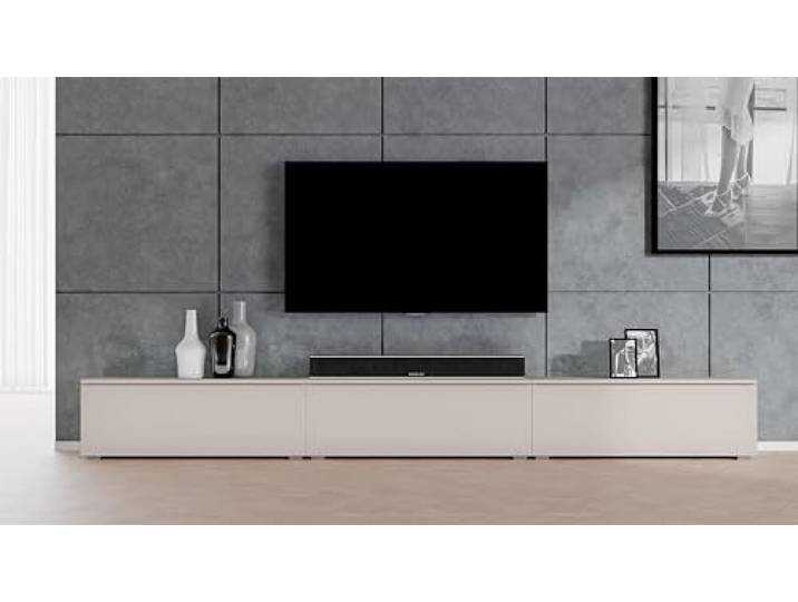 AXLIVING stehendes TV Board beige Loriano TV Bank 3x100 cm Kaschmir 6 Innenfächer für maximale Ordnung. Hochwertige Materialien & stilvolle Optik. Push-to-Click. Maße: 300 × 36,5 × 32 cm.