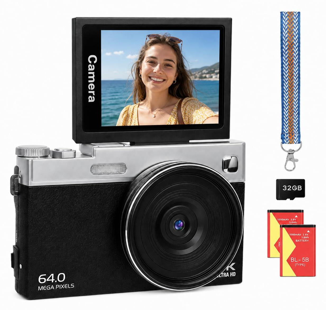Selius Digitale 4K Camera met 64MP en 16x Autofocus Digitale Zoom