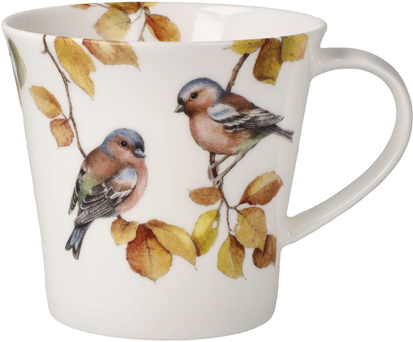 Tasse GOEBEL "Coffee-/Tea Mug Buchfinken", weiss (bunt), B:10,5cm H:9,5cm, Porzellan, Trinkgefässe, Tasse bunt 9,5cm, 1 Stk.