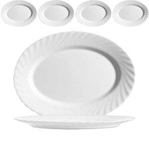 Arcoroc Servierplatte Trianon ARC D6891, 29 x 21,5cm, Opalglas weiß, oval, 4 Stück