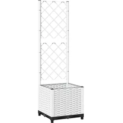 Helloshop26 - Hochbeet für Pflanzen Blumen Terrasse Garten mit Rankgitter 40 x 40 x 136 cm weißes PP 02_0038286
