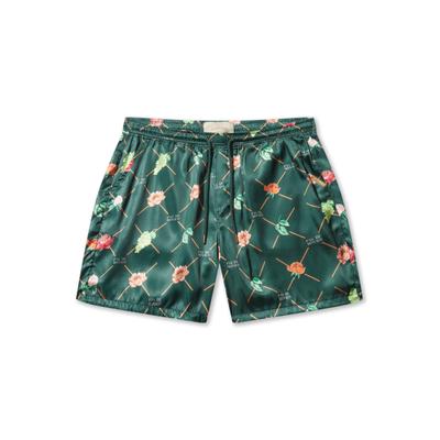 Shorts PAS DE MONACO "Pas De Monaco FRUIT MONOGRAM SHORTS", Herren, Gr. M, US-Größen, grün (forest), 100% Polyester, normal, Hosen Shorts