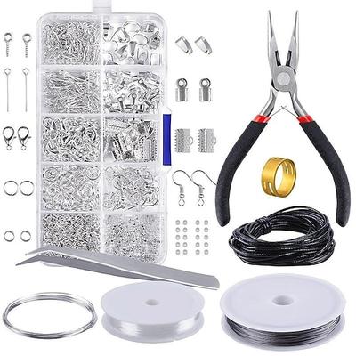 900-teiliges Schmuckherstellungs-Starter-Set, Ohrringe, Halsketten-Ergebnisse, DIY-Perlen, Zangen-Werkzeug-Set, Schmuck-Reparatur-Werkzeug-Set, Schmuckzubehör, geeignet für Erwachsene und Anfänger