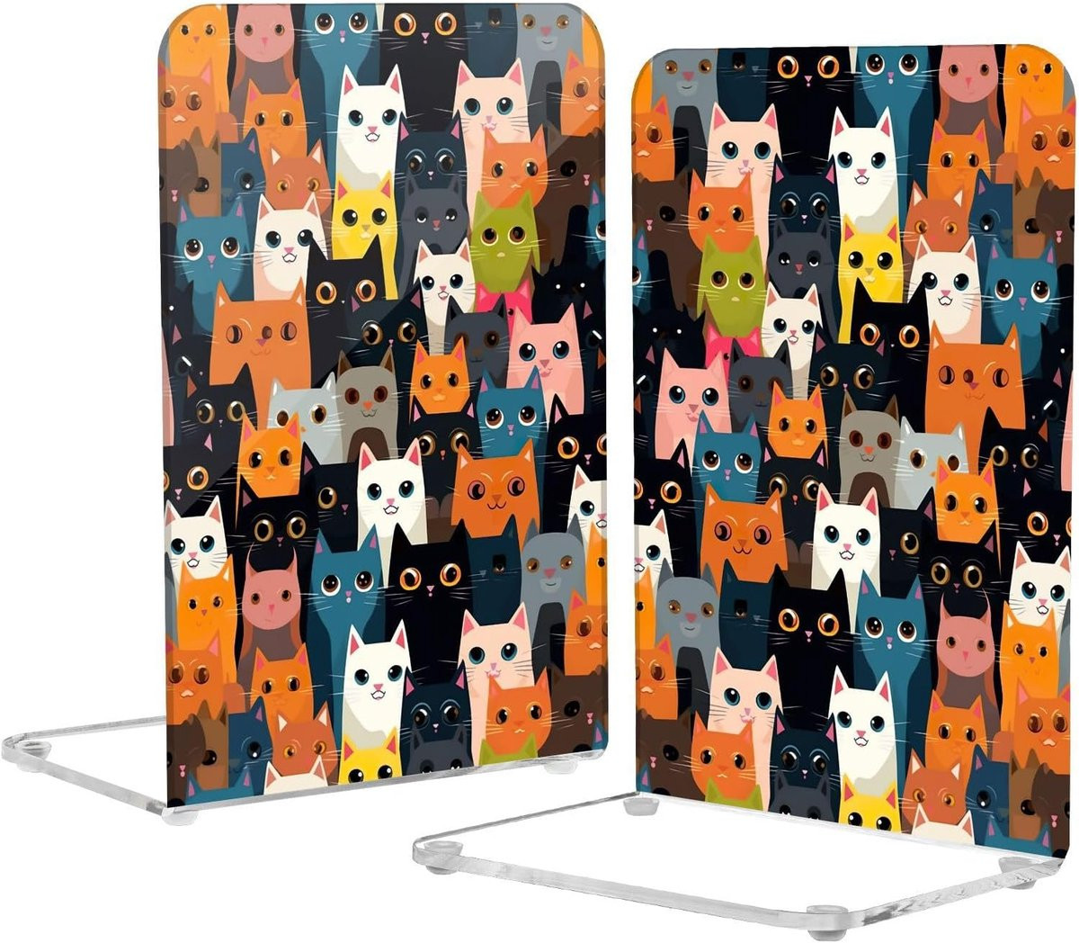 Boekensteunen Kat - Boekenhouders van Acryl - Kleurrijk - Hoogte: 20 cm