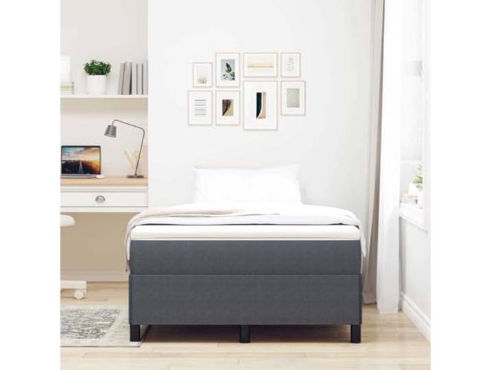 KTHLBRH Boxspringbett dunkelgrau 120 x 190 cm Stoff Cords Lattenrost inklusive, Gestell aus Massivholz, Beine aus schwarzem Kunststoff, Unterstützung 280 kg
