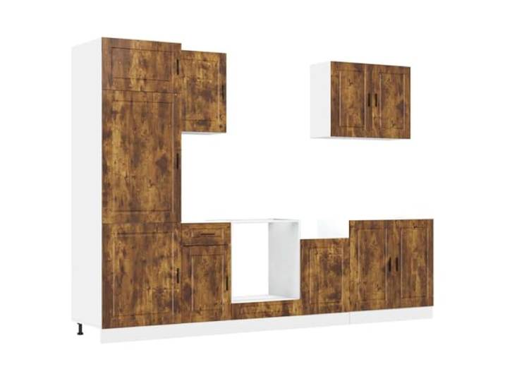 HKTMGDNG Küchenzeile 7-Teilig Küchenschrank-Set Porto Räuchereiche Modulares Design für die Küche: Flexible Hänge- und Unterschränke aus Holzwerkstoff schaffen strukturierten Stauraum.