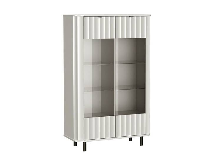 Lomadox Highboard NASHVILLE-161, in Weiß, 99 cm breit, mit Wellenoptik und Glaseinsatz