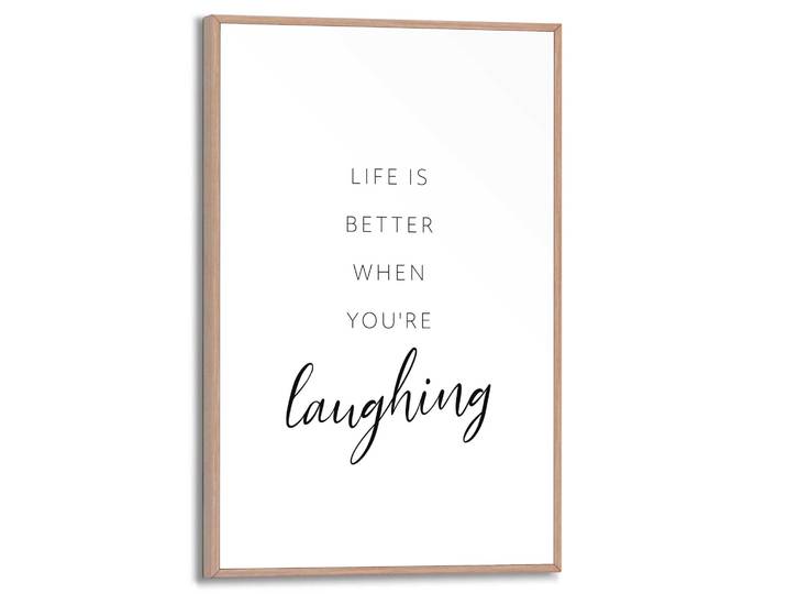 Poster REINDERS Laughing , schwarz (farbe bild(er): schwarz, weiß), B:20cm H:30cm T:1,6cm, MDF, Bilder, Poster