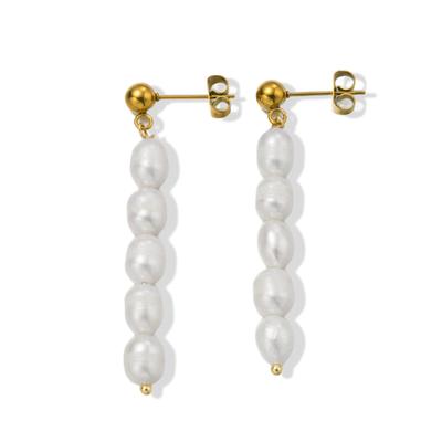 Paar Ohrstecker "Schmuck Geschenk Edelstahl Ohrschmuck Ohrringe Perlen", gelbgoldfarben, weiß, ANISTON JEWELRY & WATCHES, Ohrringe, Damen, Edelstahl Perlen, Edelstahl, Perlen, Made in Germany - mit Süßwasserzuchtperle