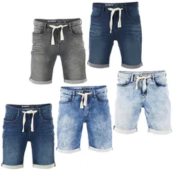 riverso Jeans Shorts Herren Stretch Kurz Kordelzug Regular Fit RIVPaul - Dark Blue Denim (D147) - W 30